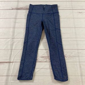 Athleta Womens Blue Salutation Stash Pocket Tight Workout Yoga Legging Size S
